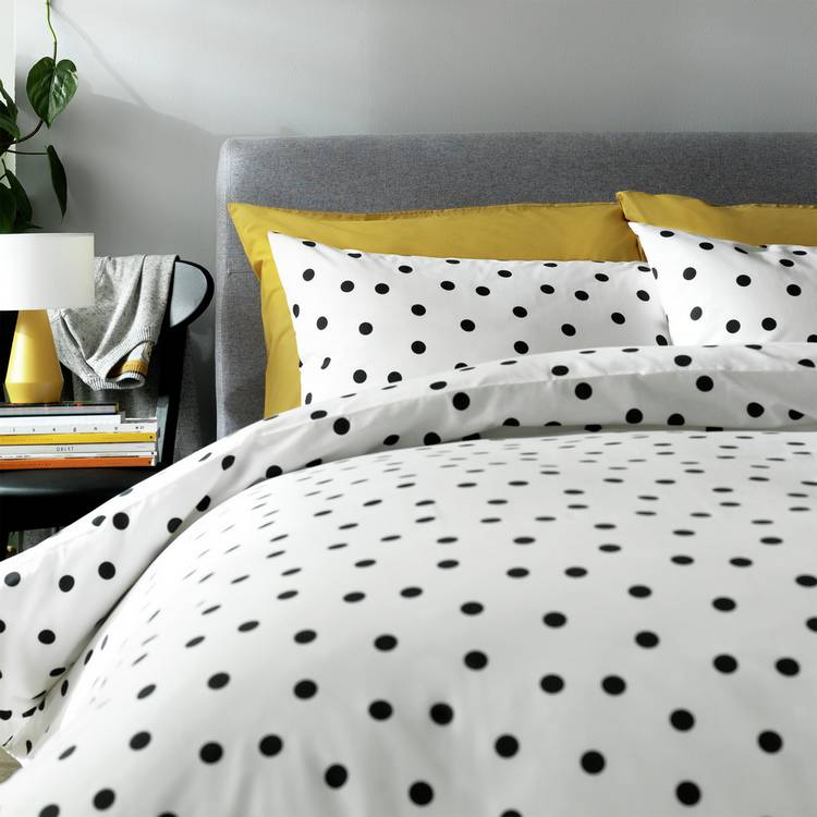 Habitat White & Black Spots Bedding Set - Superking 0