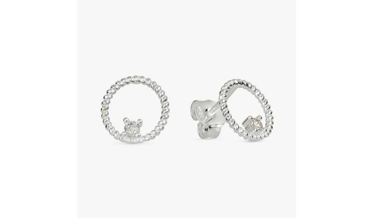 Revere Sterling Silver Cubic Zirconia Circle Stud Earrings
