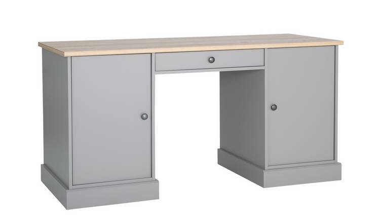 Buy Argos Home Winchester Pedestal Desk Grey Two Tone