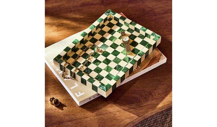 Habitat Checkered Resin Green Trinket Tray