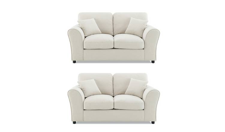 Argos Home Harry Pair of Fabric 2 Seater Sofa - Natural