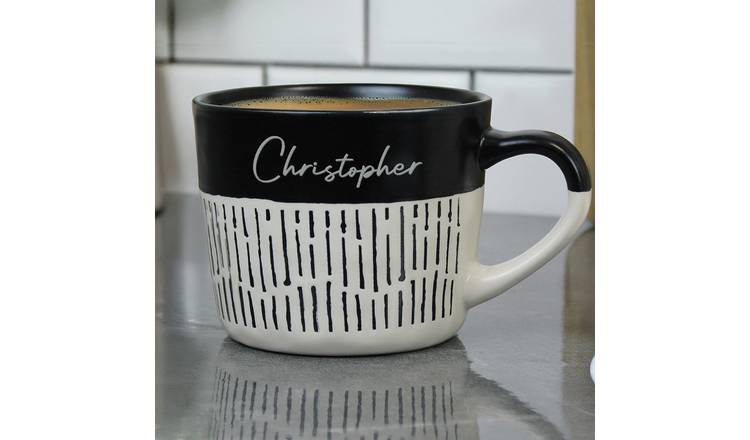 Personalised Message Name Only Dipped Ceramic Mug -Black