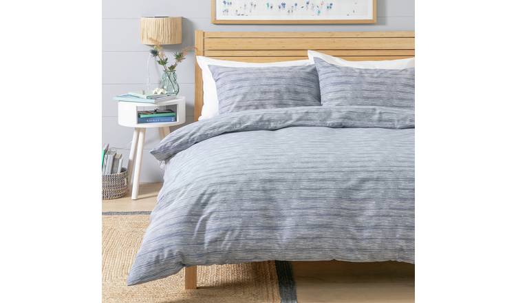 Habitat Stockholm Stripe Blue Bedding Set - Superking