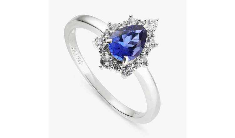 Revere Sterling Silver Sapphire Stone Cluster Ring - Medium