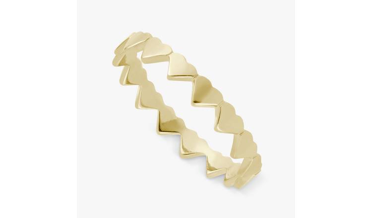 Revere Gold Plated Sterling Silver Heart Band Ring - Small