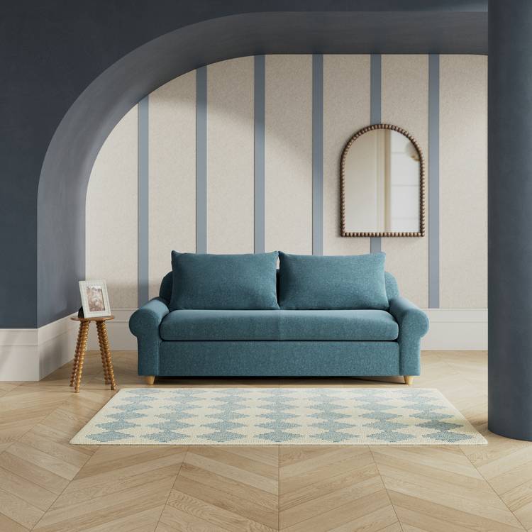 Habitat Whitby Fabric 3 Seater Sofa - Blue - Ash Leg 0