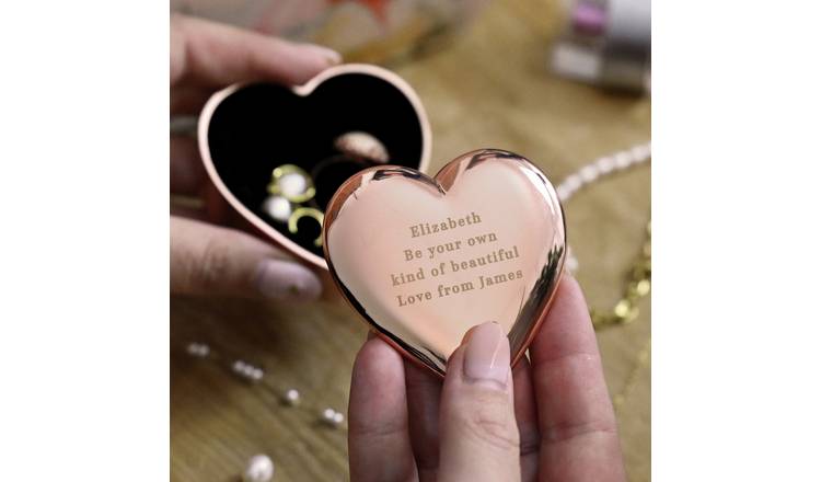 Personalised Message Heart Trinket Box - Rose Gold