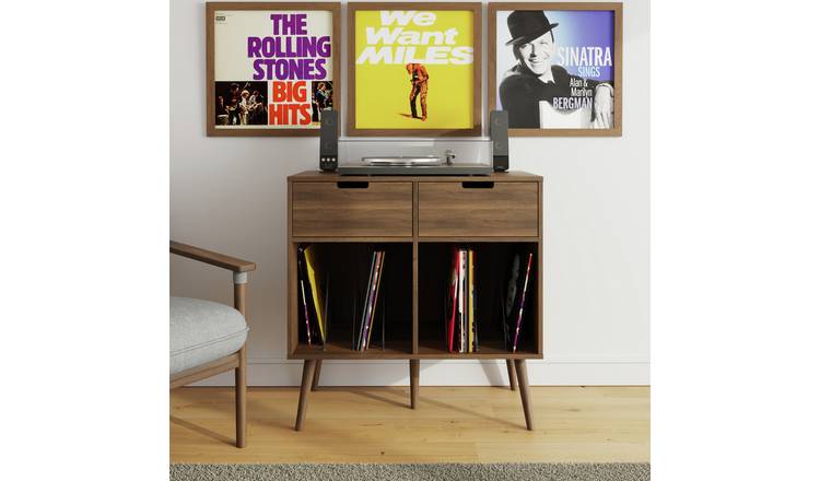 GFW Jaxon 2 Drawer Turntable Stand - Walnut