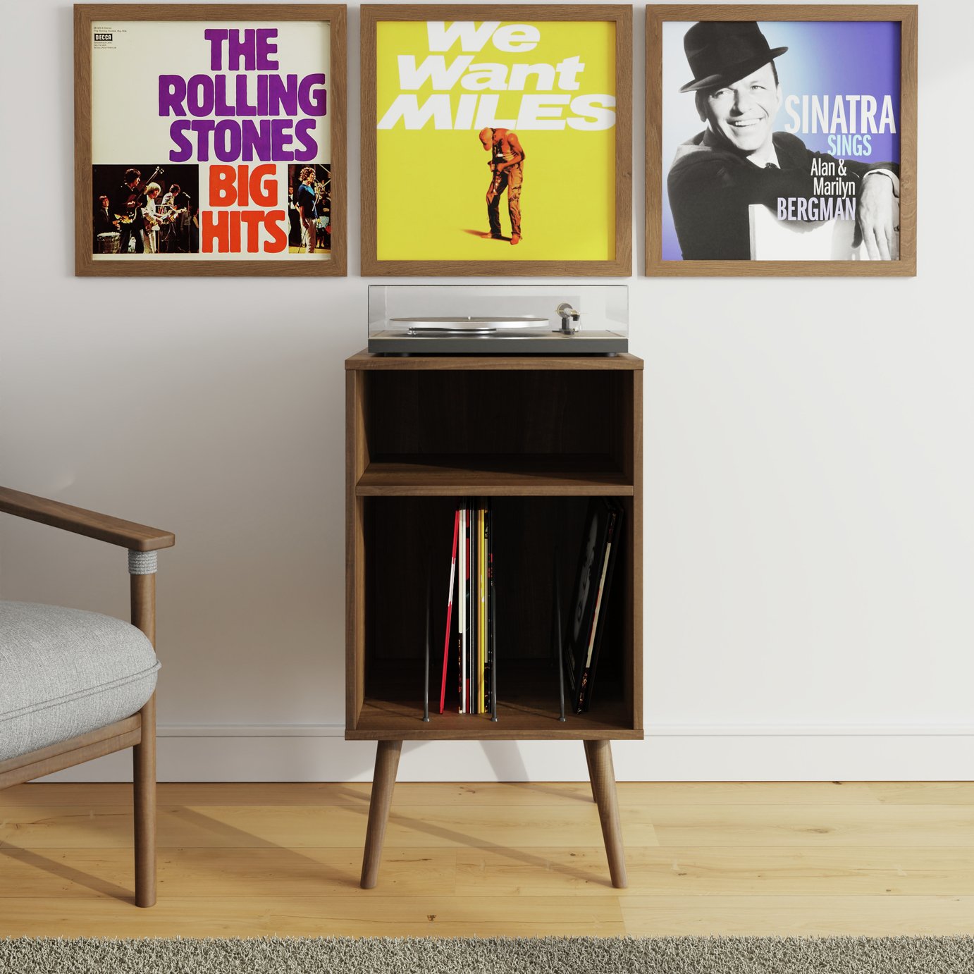 Buy GFW Jaxon 2 Shelves Open Turntable and Vinyl Stand - Walnut
