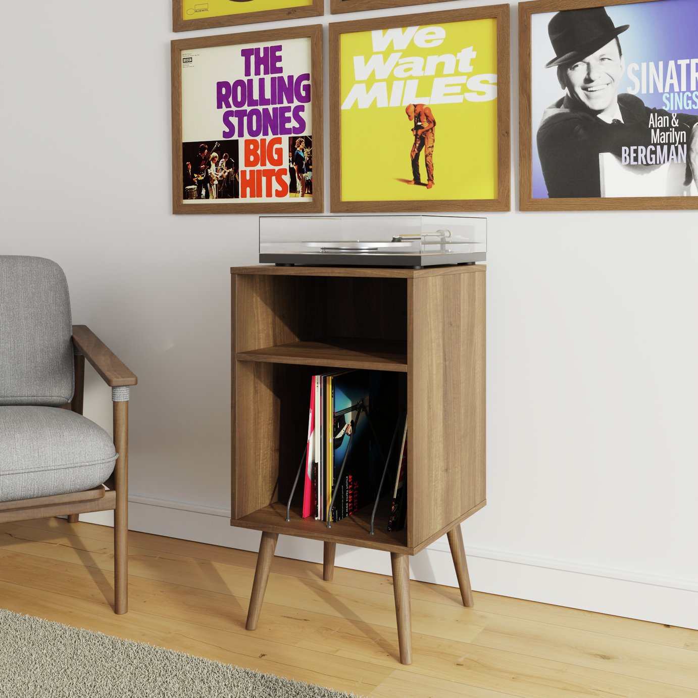 Buy GFW Jaxon 2 Shelves Open Turntable and Vinyl Stand - Walnut