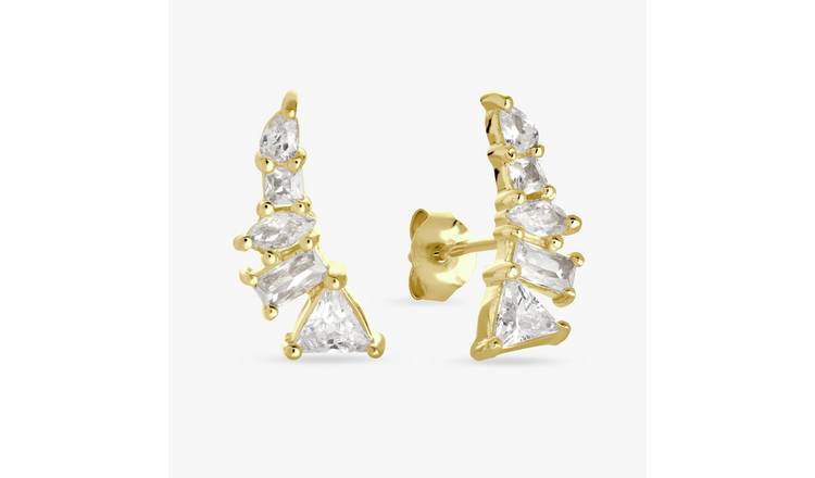 Revere Gold Plated Silver Multistone Climber Stud Earrings