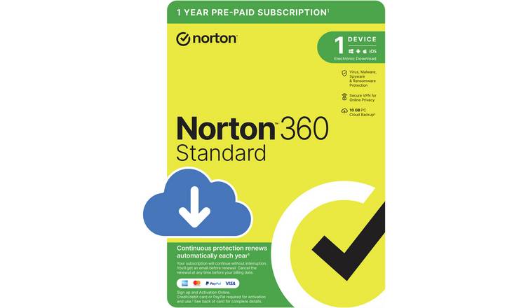 Norton 360 Standard 1 Device, 1 Year with 10GB Backup