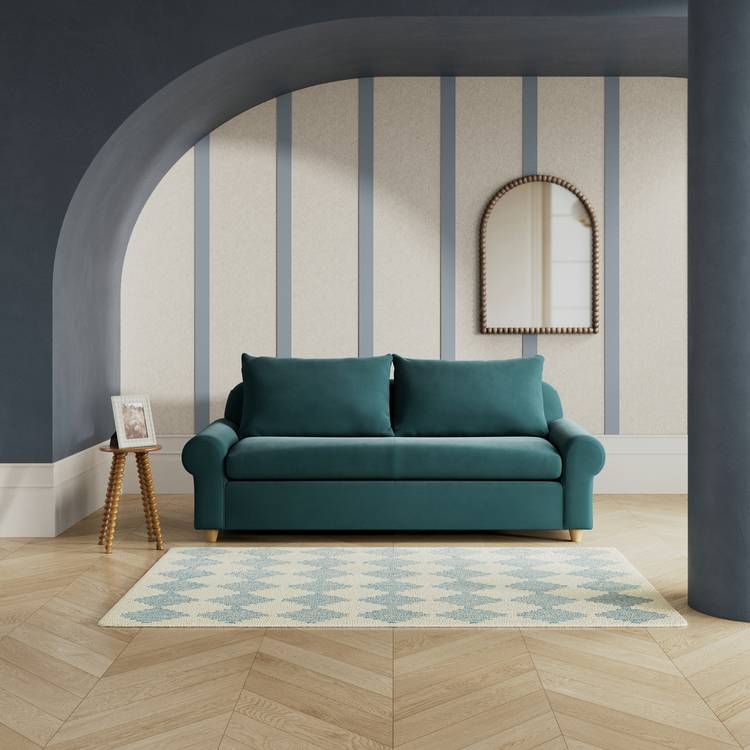 Habitat Whitby Fabric 3 Seater Sofa - Teal - Ash Leg 0