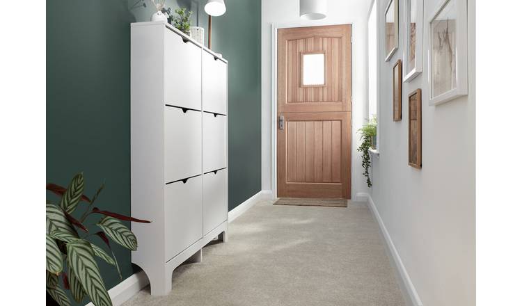 GFW Narrow 3 Tier Shoe Storage Cabinet - White