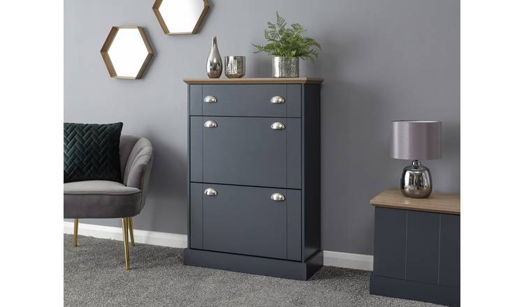 GFW Kendal 2 Tier Shoe Storage Cabinet - Blue