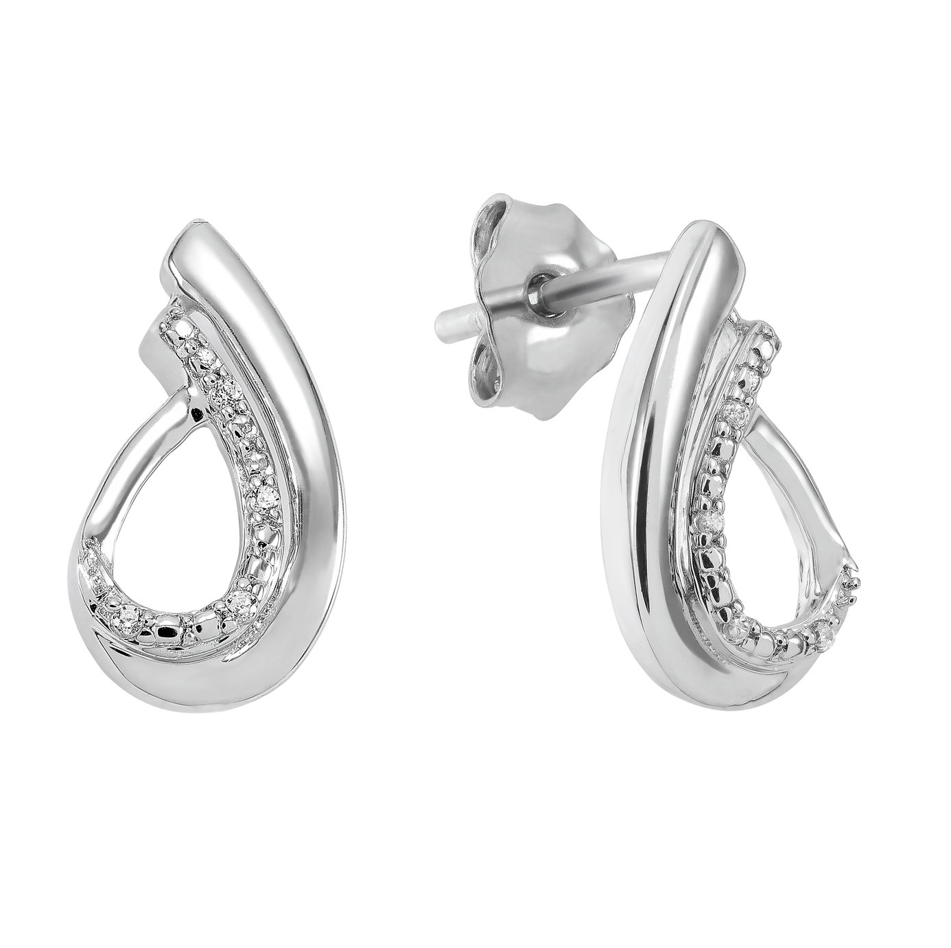 Revere 9ct White Gold 0.02ct tw Diamond Tear Drop Earrings Review