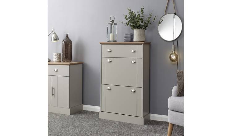 GFW Kendal 2 Tier Shoe Storage Cabinet - Grey