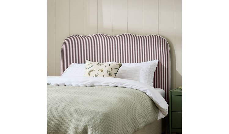 Habitat Onda Linen Double Headboard - Stripe Plum