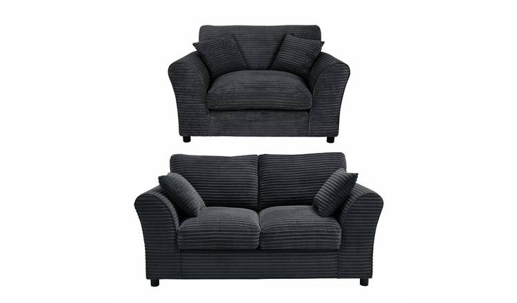 Argos Home Harry Fabric Chair & 2 Seater Sofa - Charcoal