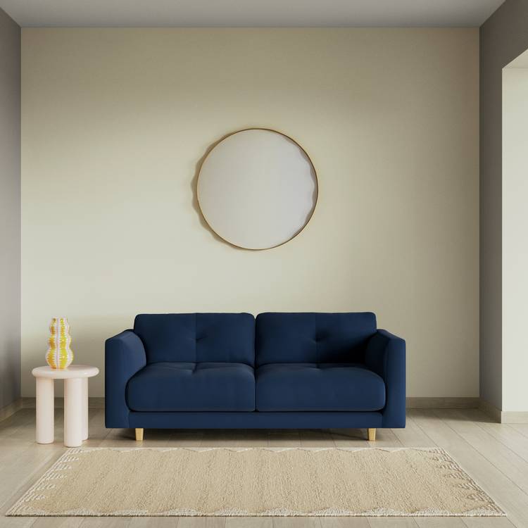 Habitat Emely Fabric 2 Seater Sofa - Navy Blue - Ash Leg 0