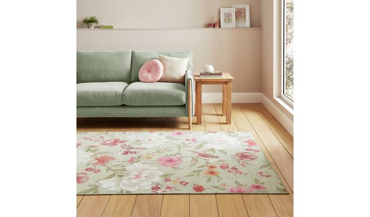 Catherine Lansfield Pippa Floral Green  Rug - 122x170cm