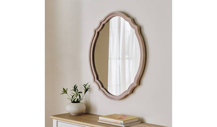 Argos Home Decorative Wooden Oval Wall Mirror - 76x61cm