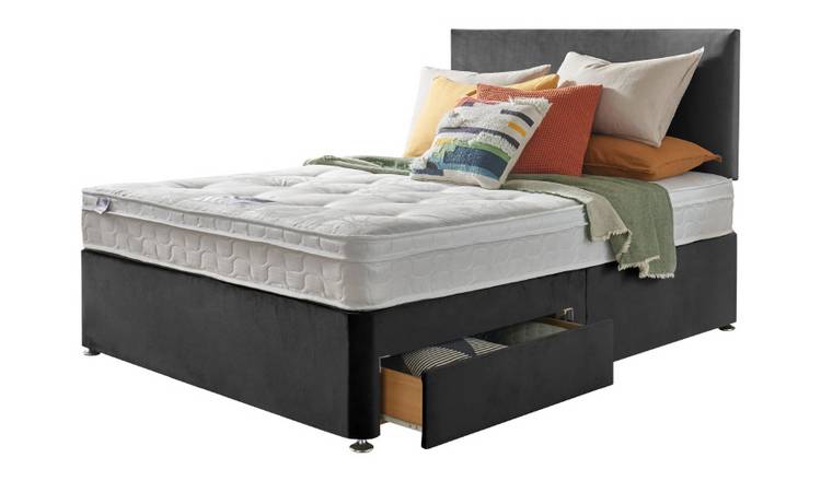 Silentnight Travis Ortho 2 Drw Charcoal Divan Bed - Double