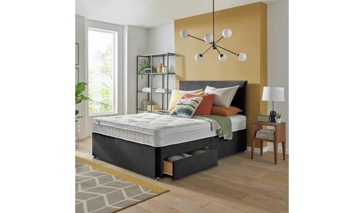 Silentnight Travis Double Ortho 2 Drawer Divan Bed- Charcoal