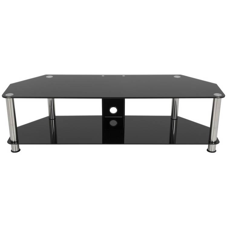 AVF Classic Up to 65 Inch Glass TV Stand - Black and Chrome 0