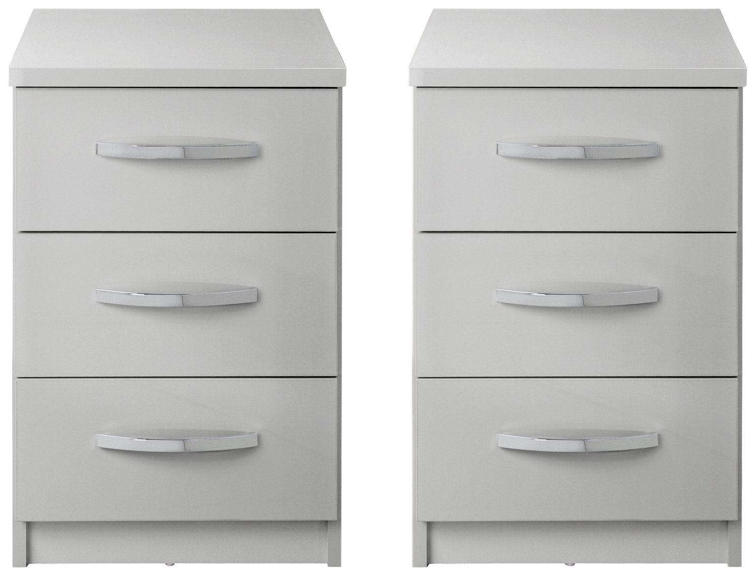 Argos Home Hallingford Gloss 2 Bedside Tables Set - Grey