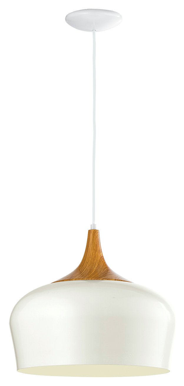 Eglo Obregon Pendant Light - Cream & Oak Effect