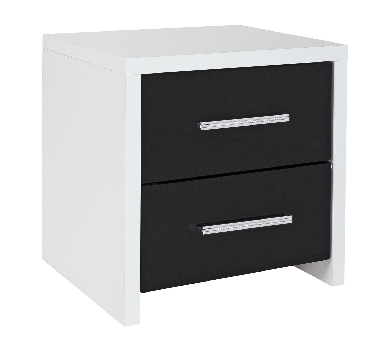 Argos Home Broadway 2 Drw Bedside Table - Blk Gloss & White