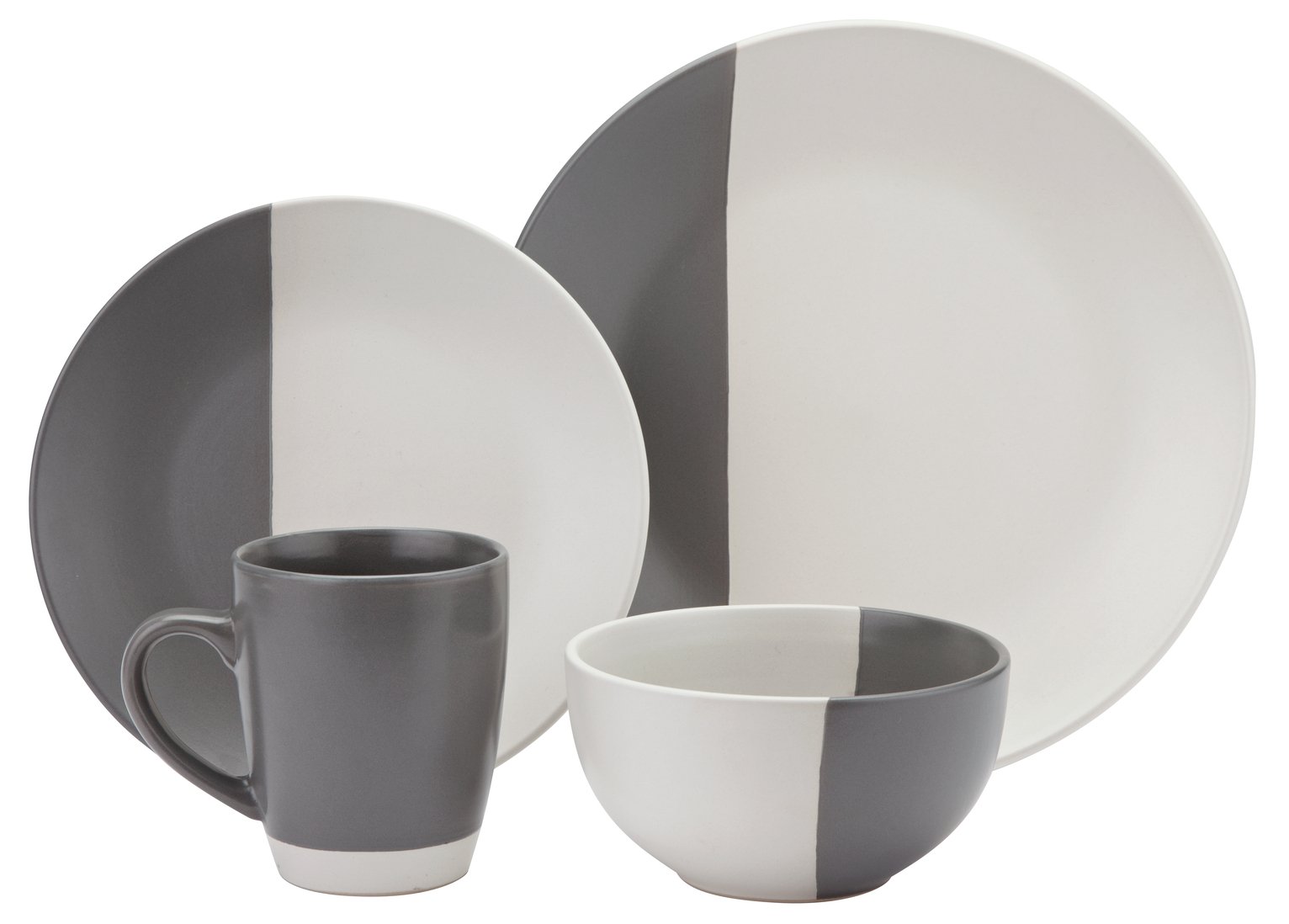 Argos Home 16 Piece Stoneware Dip Dinner Set - Grey