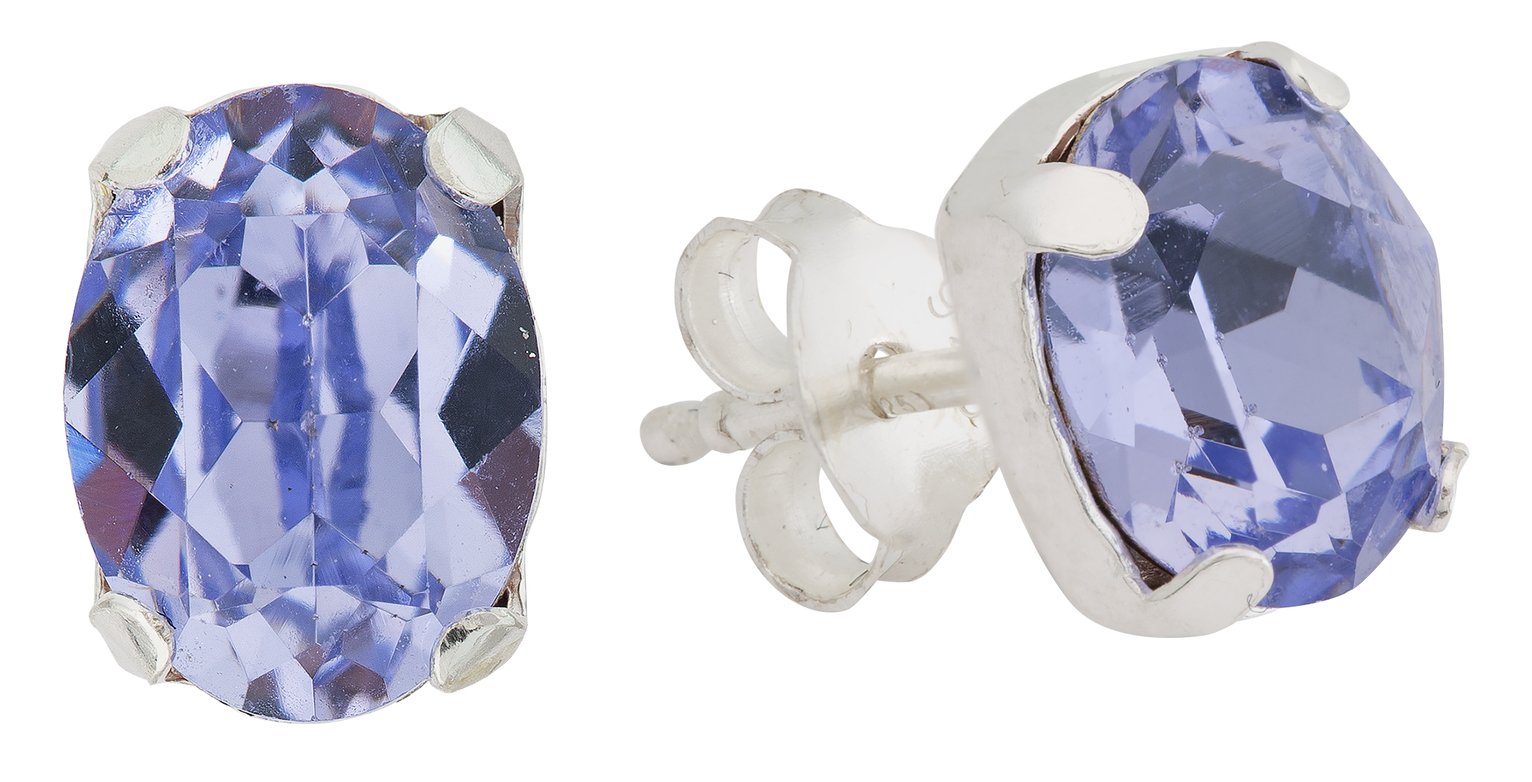 Revere Sterling Silver Purple Swarovski Crystal Earrings