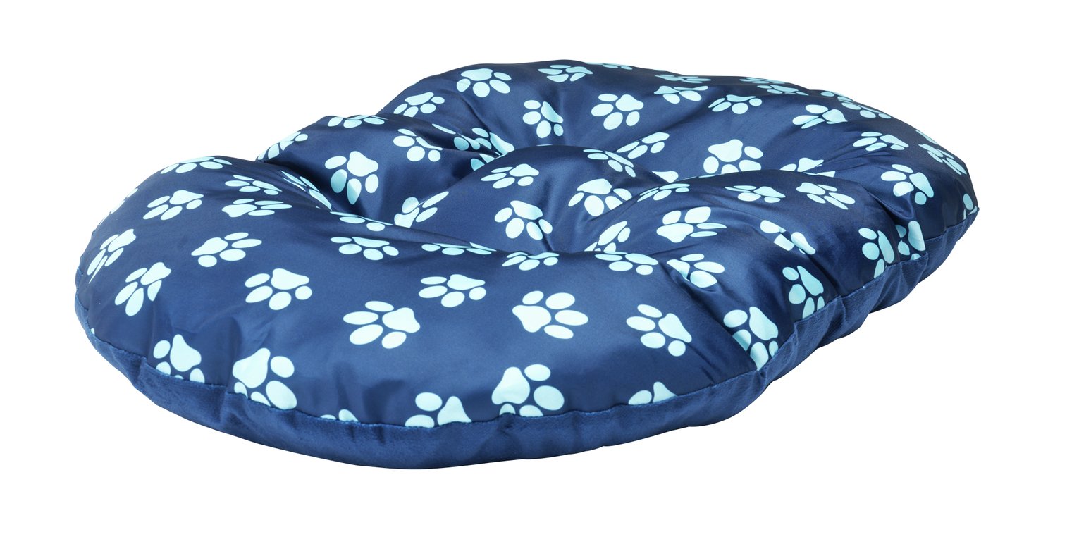 Paw Print Fleece Oval Navy Cushion - Extra Large