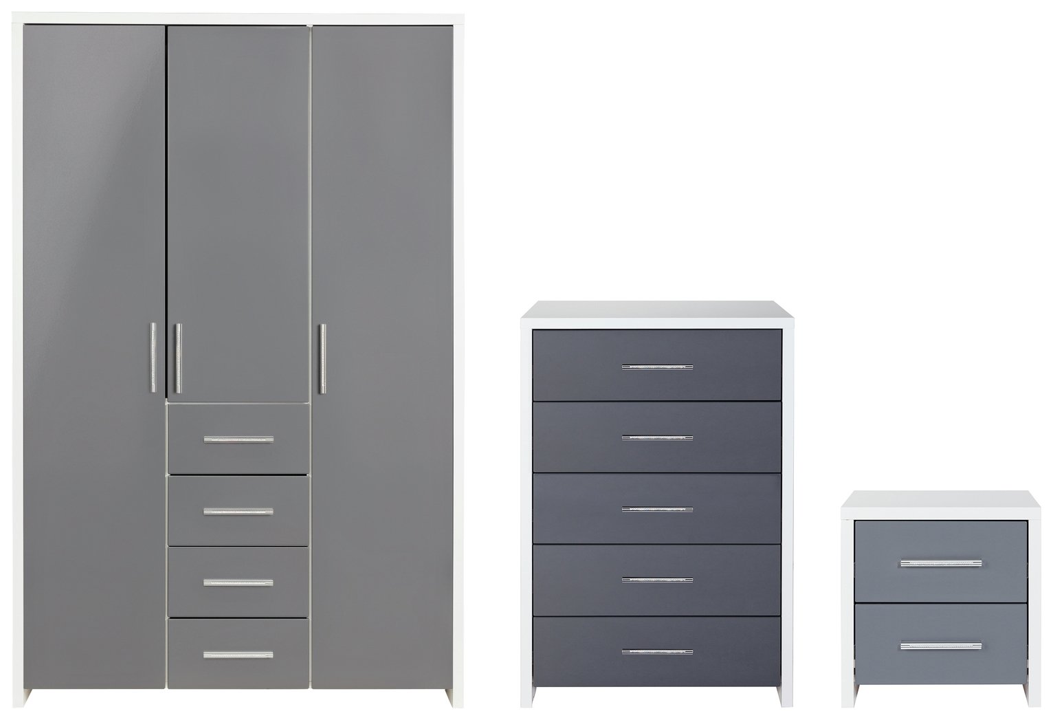 Argos Home Broadway Gloss 3 Piece Wardrobe Set -Grey/ White