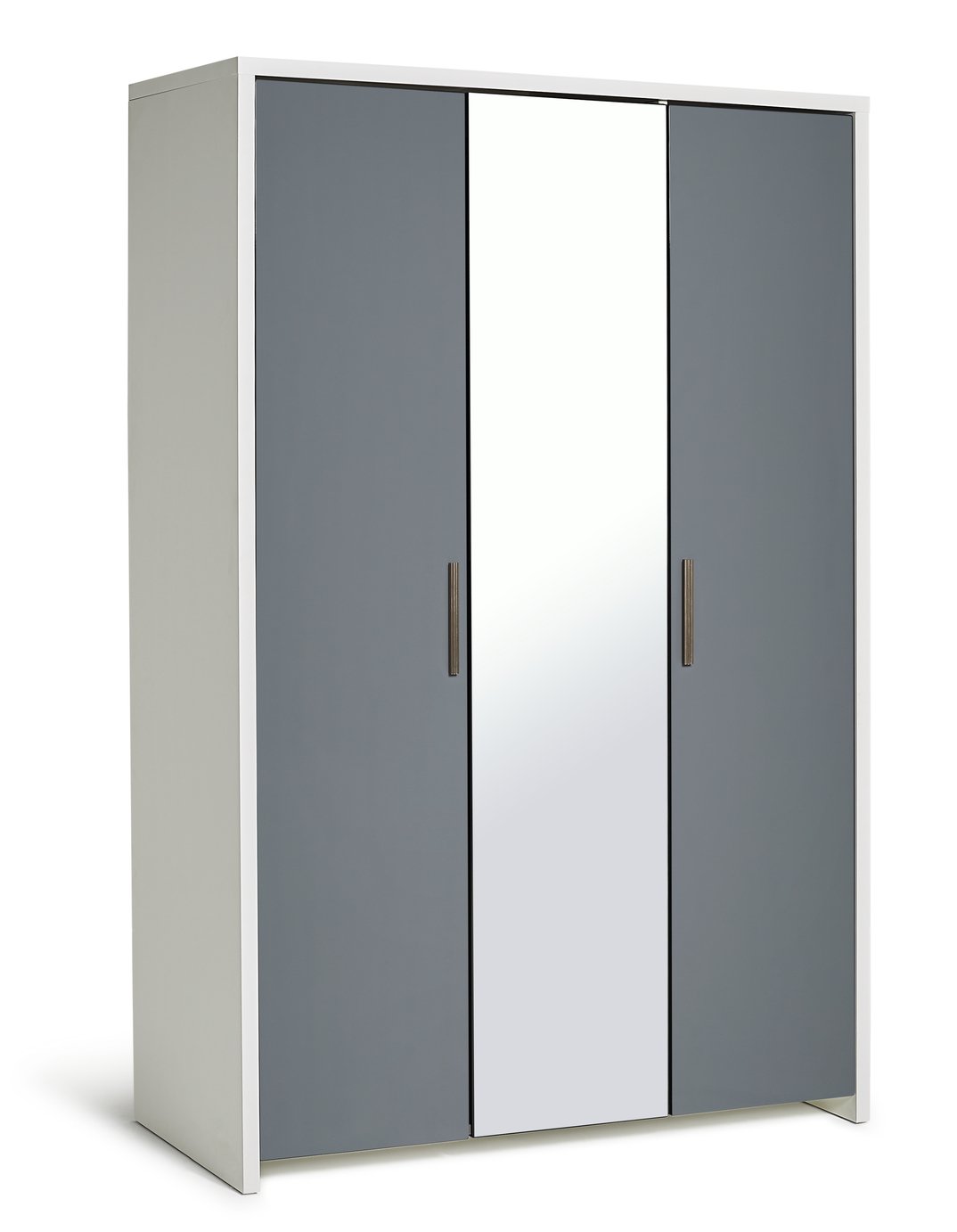 Argos Home Broadway 3Dr Mirror Wardrobe - Grey Gloss & White