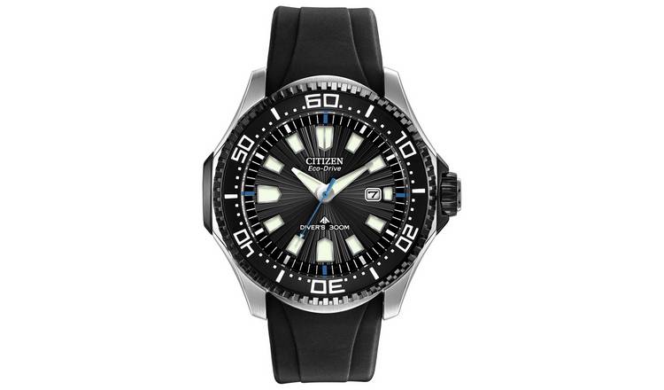 Buy Citizen Eco-Drive Men's Dive Black Silicone Strap Watch | Men's watches  | Argos