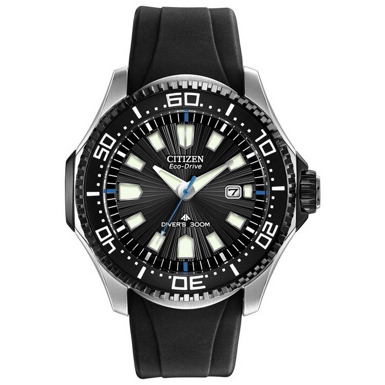 Citizen Eco-Drive Men's Dive Black Silicone Strap Watch 0