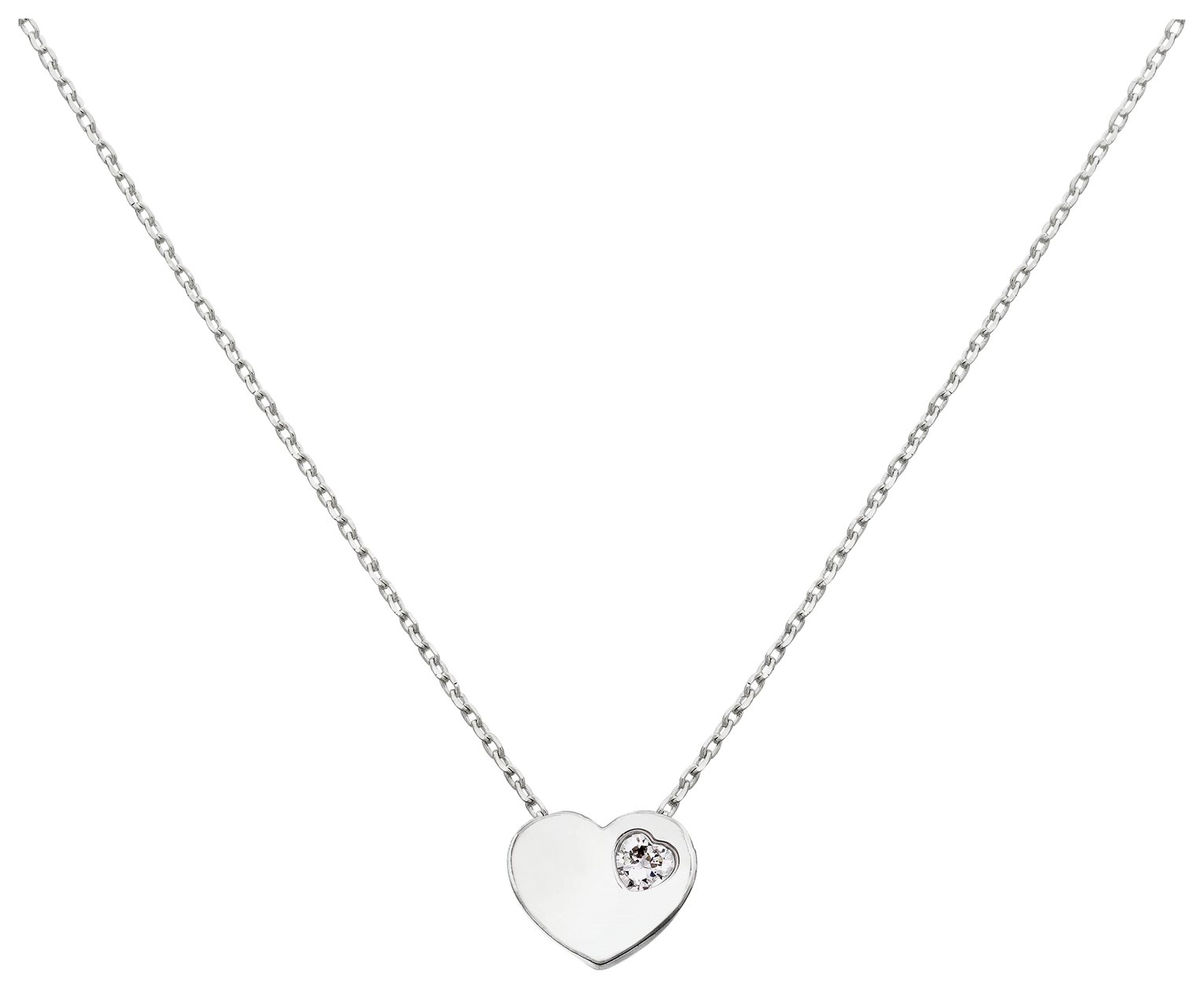 Amelia Grace Silver Colour Heart Pendant 18 Inch Necklace