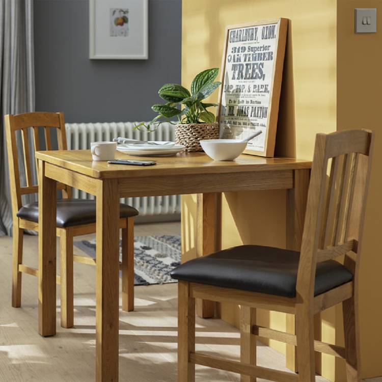 Argos Home Ashwell Oak Dining Table & 2 Oak Brown Chairs 0
