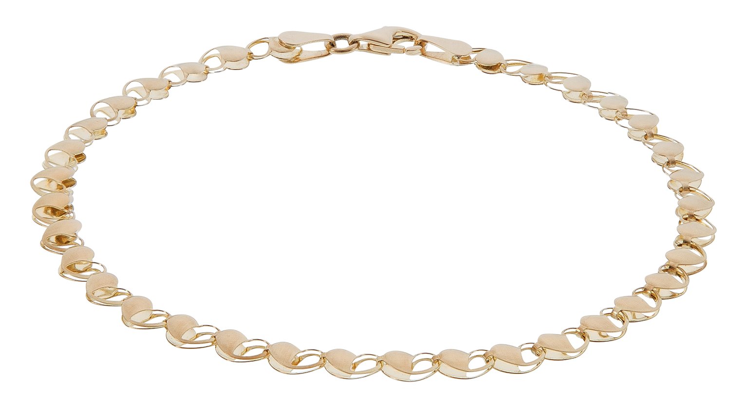 Revere 9ct Yellow Gold Polished and Matt Heart Bracelet