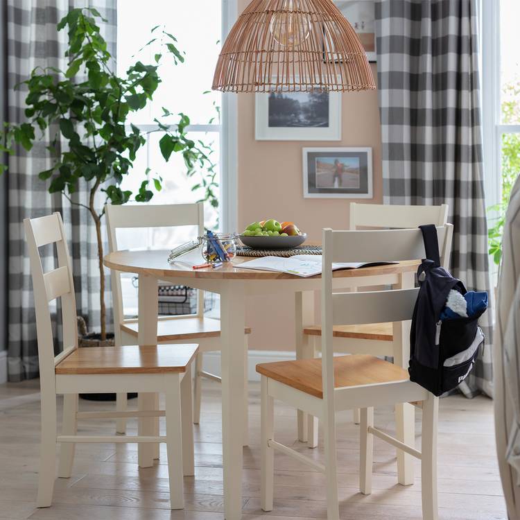 Argos Home Chicago Round White Dining Table & 4 White Chairs 0