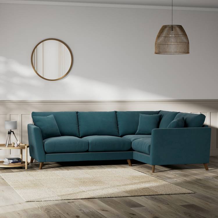 Habitat Lomond Right Hand Corner Sofa - Teal - Dark Leg 0