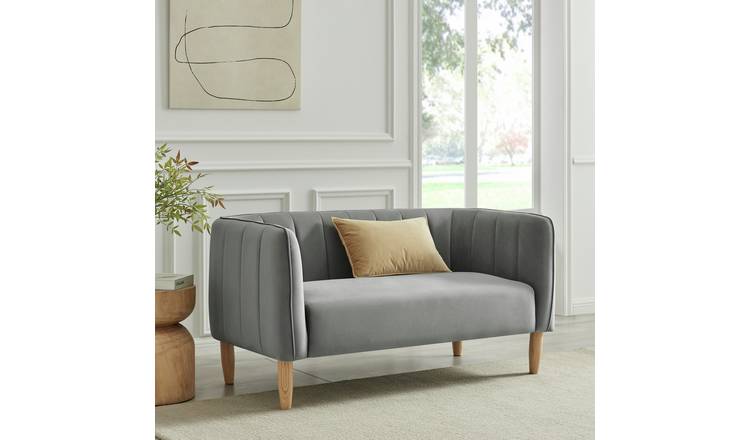 Argos Home Pandora Velvet 2 Seater Sofa - Grey