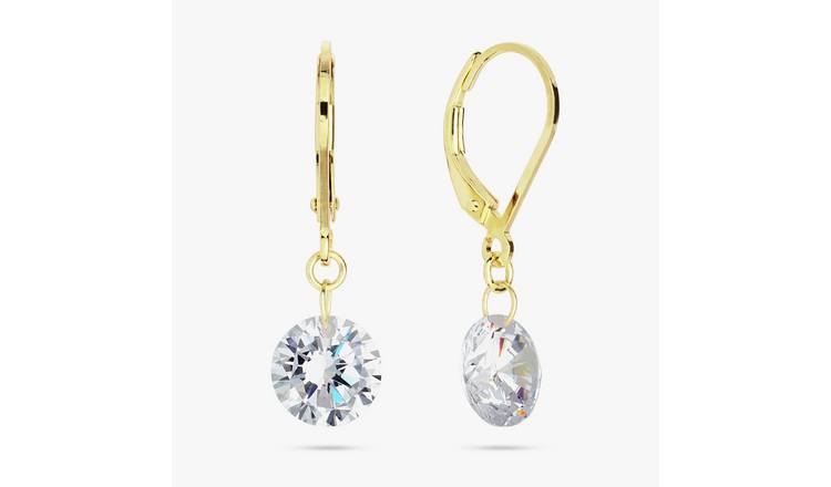 Revere 9ct Gold Plated Silver Cubic Zirconia Drop Earrings