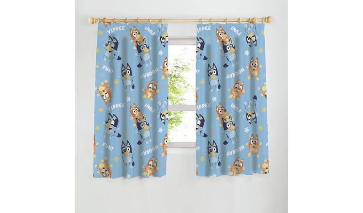 Bluey Celebrate Pencil Pleat Curtains - Blue - 168x137cm