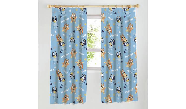 Bluey Celebrate Pencil Pleat Curtains - Blue - 168x183cm