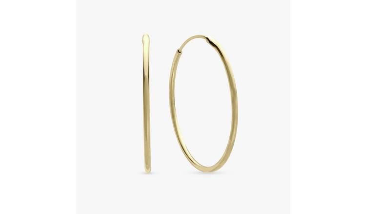 Revere 9ct Gold Plated Sterling Silver Sleeper Hoop Earrings