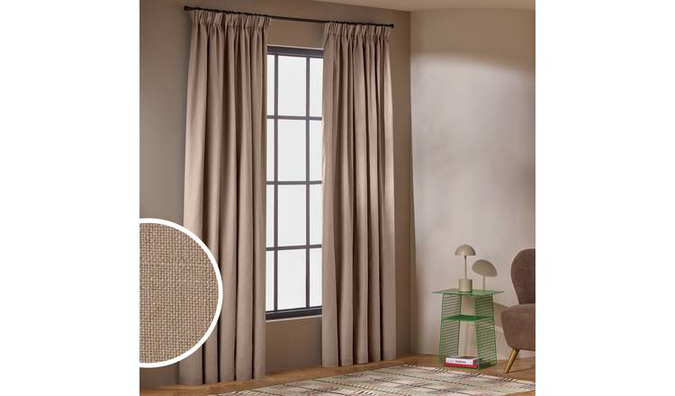Habitat With Linen Blackout Curtains - Stone - 117x183cm